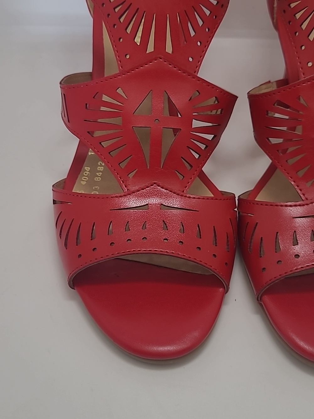 Andrea Rojo Red Heeled Sandals Women's Size 5 - Picture 3 of 8
